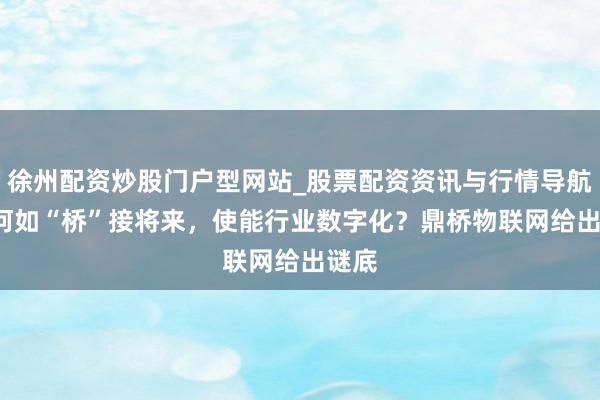 徐州配资炒股门户型网站_股票配资资讯与行情导航 5G何如“桥”接将来，使能行业数字化？鼎桥物联网给出谜底
