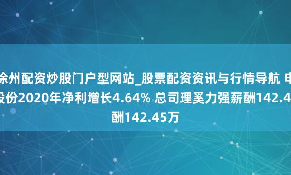 徐州配资炒股门户型网站_股票配资资讯与行情导航 申能股份2020年净利增长4.64% 总司理奚力强薪酬142.45万