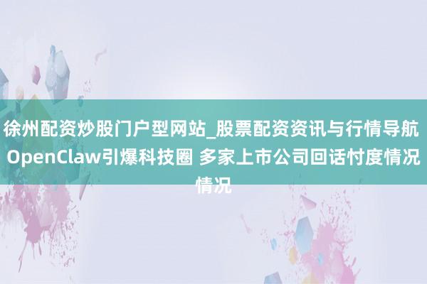 徐州配资炒股门户型网站_股票配资资讯与行情导航 OpenClaw引爆科技圈 多家上市公司回话忖度情况