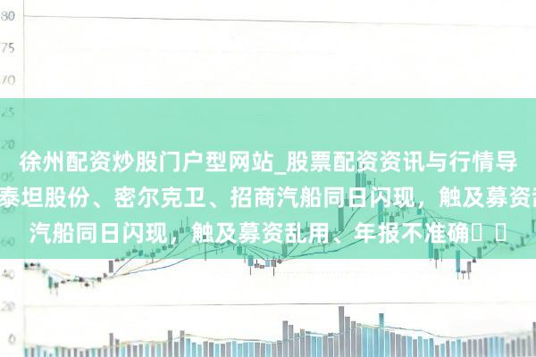 徐州配资炒股门户型网站_股票配资资讯与行情导航 收到监管警示函！泰坦股份、密尔克卫、招商汽船同日闪现，触及募资乱用、年报不准确⋯⋯